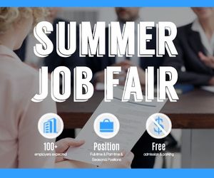 work, office, business, Summer Job Fair Large Rectangle Template