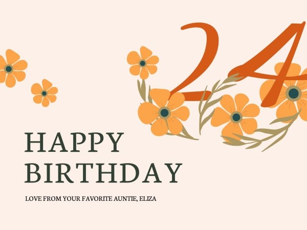 Orange Flower Birthday Card Card