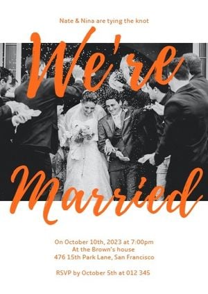 wedding, ceremony, engagement, White And Orange Getting Married Invitation Template