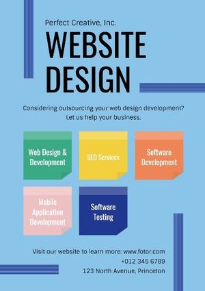 internet, office, company, Blue Website Design Marketing Ads Poster Template