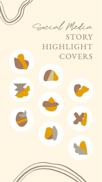 instagram story, creative, art, Brown And Yellow Abstract Shapes Instagram Highlight Cover Template