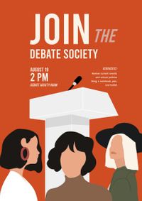 people, team, club, Red Join The Debate Society Poster Template