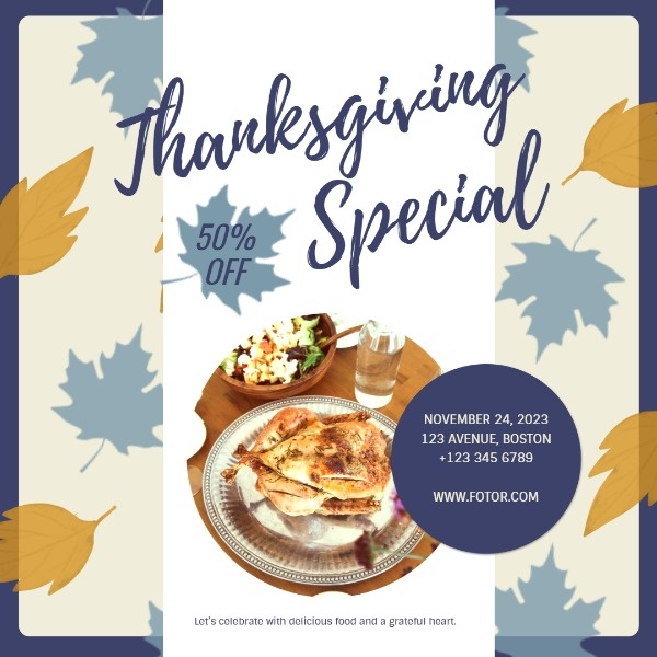 Thanksgiving Restaurant Special Sale Instagram Post