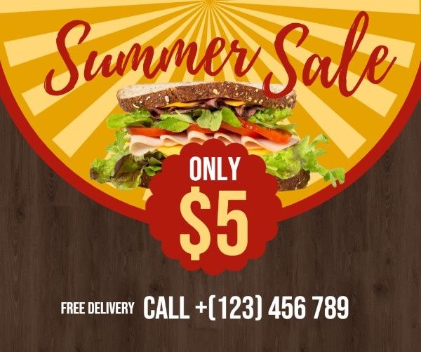 marketing, business, commercial, Snack Bar Summer Sale  Facebook Post Template
