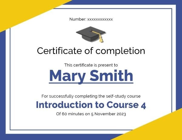 certificate of completion, course certificate, student, White Completion Certificate Template