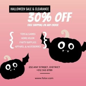 sale, holiday, discount, Pink Halloween Shop Promotion Instagram Post Template