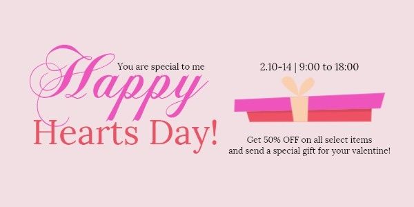 valentine's day, love, valentine, Pink Happy Heart Day Sale Twitter Post Template