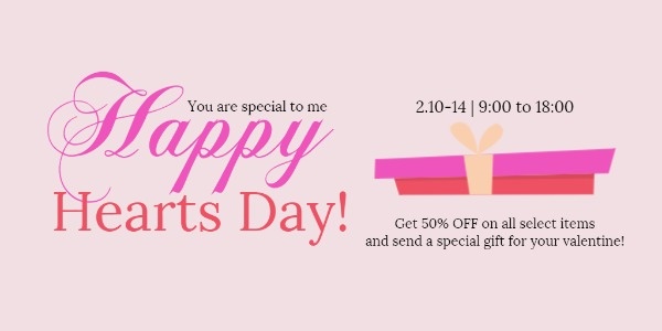 Pink Happy Heart Day Sale Twitter Post