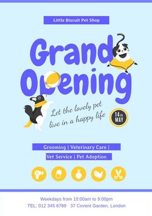 pet shop, pet care, veterinarian, Pet Store Grand Opening Poster Template
