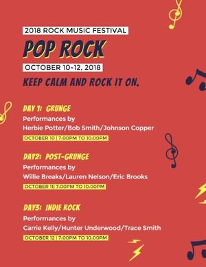 Pop Rock Music Festival Program