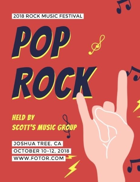 live, band, note, Pop Rock Music Festival Program Template