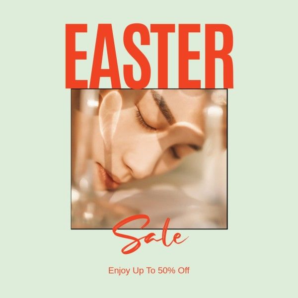 easter day, promotion, promo, Soft Green Minimal Easter Sale Instagram Post Template