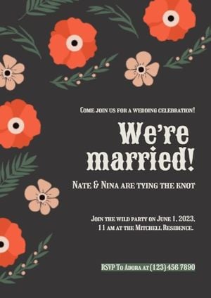 engagementparty, engagement, proposal, Flower Wedding Invitation Template