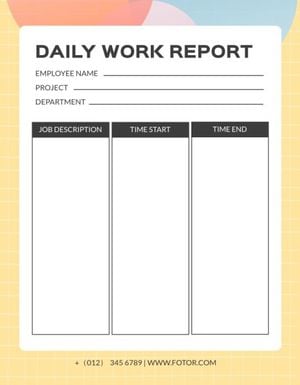 task, simple, progress, Textured Modern Work Daily Report Template