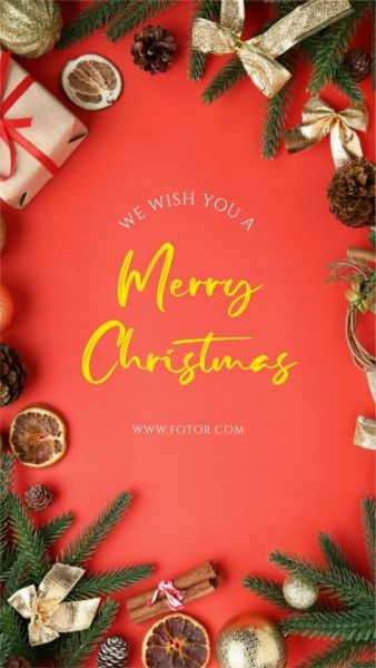 xmas, holiday, christmas decoration, Orange Elegant Classic Christmas Wish Instagram Story Template