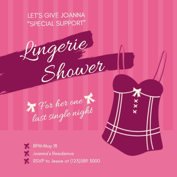 Lingerie Shower Instagram Post Template Instagram Post
