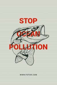 灰色插图海洋保护 Pinterest短帖