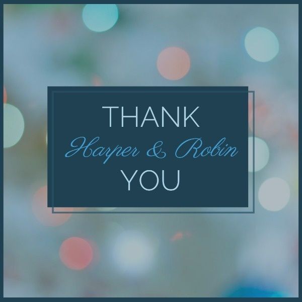 thanks, couple, romantice, Blue Wedding Ceremony Thank You Card Instagram Post Template