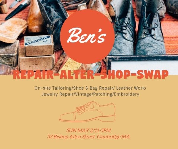 leather shoes, sale, promotion, Orange Shoe Repair Store Facebook Post Template