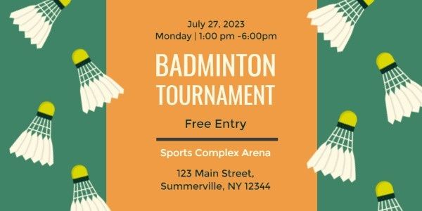 game, sports, sport, Badminton Tournament Poster Twitter Post Template