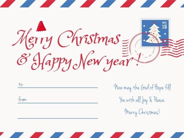 レトロなポストカードクリスマスホリデーグリーティング メッセージカード