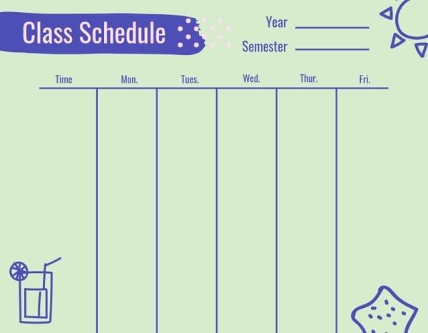 Violet And Green Background Class Schedule
