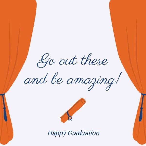 graduate, student, students, White and Orange Graduation Card Instagram Post Template
