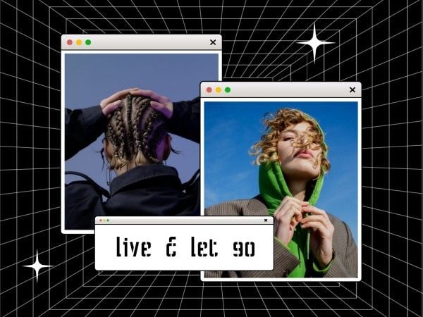 life, attitude, fashion, Black Live Let Go Quote Photo Collage 4:3 Template