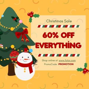 Yellow Christmas Kid Clothes Sale Banner Ads Instagram Post