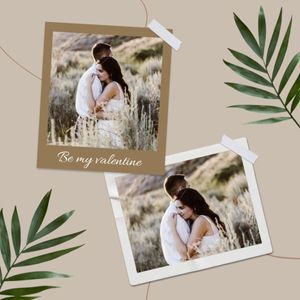 love, photo, leaf, Beige Collage Couple Valentines Day Instagram Post Template