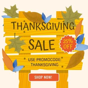 leaves, promotion, discount, Thanksgiving Wooden Board Sale Instagram Post Template