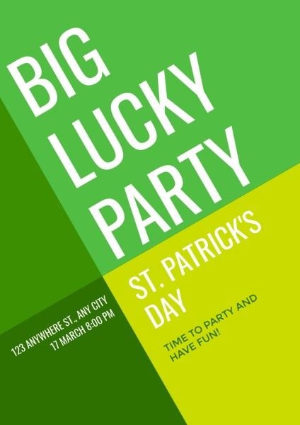 st patricks day, happy st patricks day, st. patrick, Green Simple Saint Patricks Day Party Event Poster Template