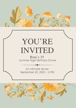 flower, classic, party, Leaves Birthday Invitation Template