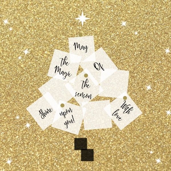 shine, card, greeting, Golden Glitter Christmas Wishes Instagram Post Template