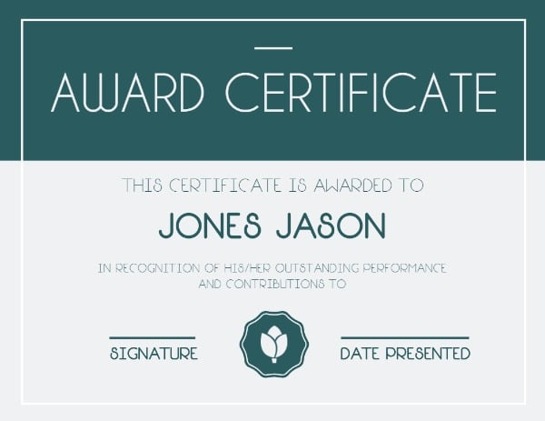 Award Certificate Certificate