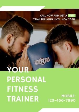 sport, gym, training, Blue Personal Fitness Trainer Poster Template