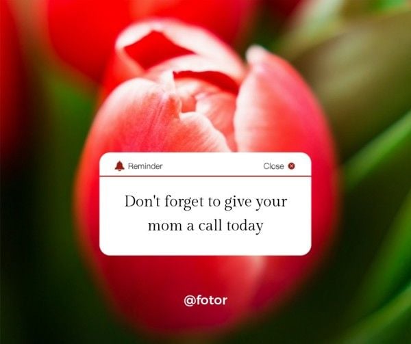 mothers day, mother day, greeting, Red Spring Bouquet Minimal Mother's Day Reminder Facebook Post Template