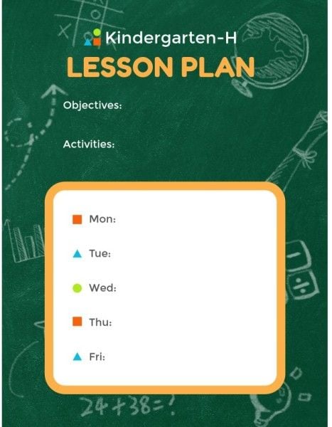 business, student, official, Kindergarten Lesson Plan Template