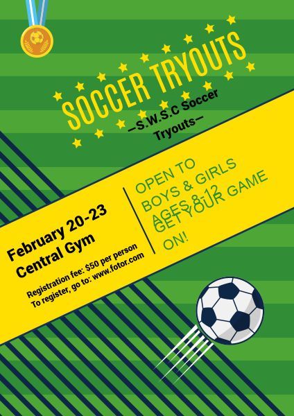 Green Soccer Tryouts Poster