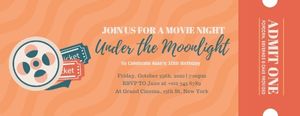 movie night, film, party, Birthday Movie Gathering Ticket Template
