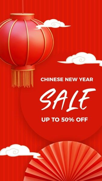 promotion, new year promotion, festival, Red Chinese New Year Sale Instagram Story Template