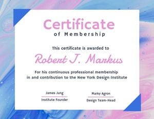 certificate of membership, project, design, Marbling  Membership Certificate Template