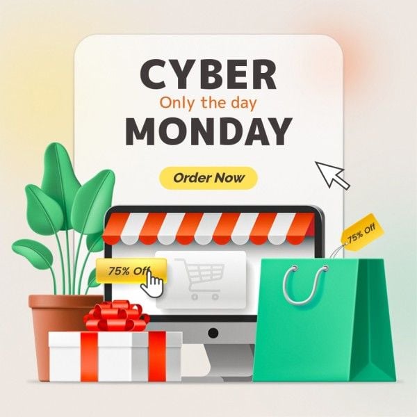 sale, shop, social media, White Cyber Monday Order Now Instagram Post Template
