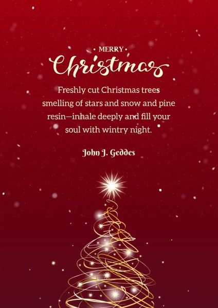 红色冬季圣诞快乐语录 英文海报