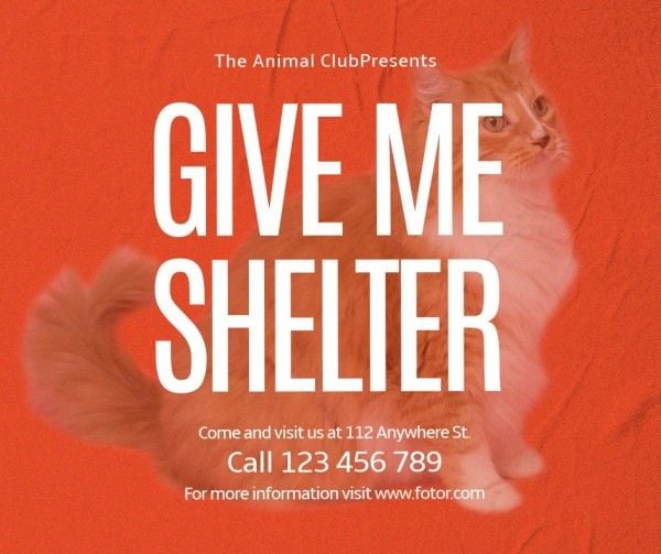 help animal, cat, help pet, Red Animal Pet Shelter Help Facebook Post Template