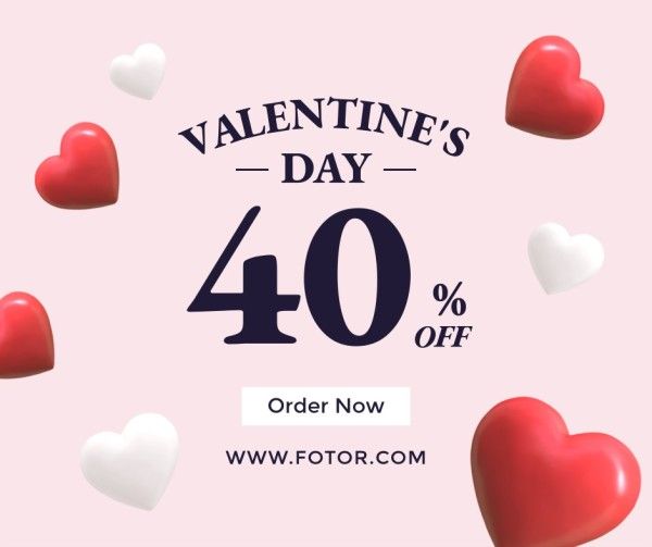 love, valentines promotion, illustration, Pink Heart Valentines Day Sale Promotion Facebook Post Template