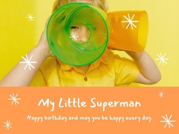 イエローとオレンジの男の子の誕生日カード メッセージカード