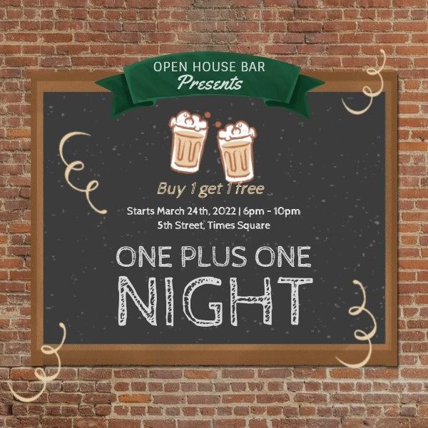 chalkboard, discount, party, Beer Special Offer Instagram Post Template