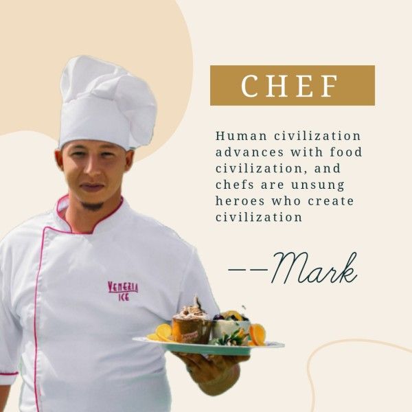 social media, restaurant, course, White Chef Food Human Civilization Instagram Post Template