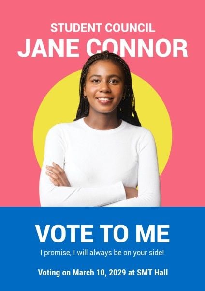 vote, democracy, competition, Pink And Blue Simple Student Council Election Campaign Poster Template